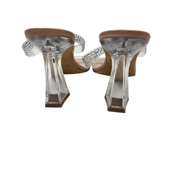 Marc Fisher Arlana Rhinestone Embellished Strap Lucite Heels Tan Size 9M - Picture 5 of 7